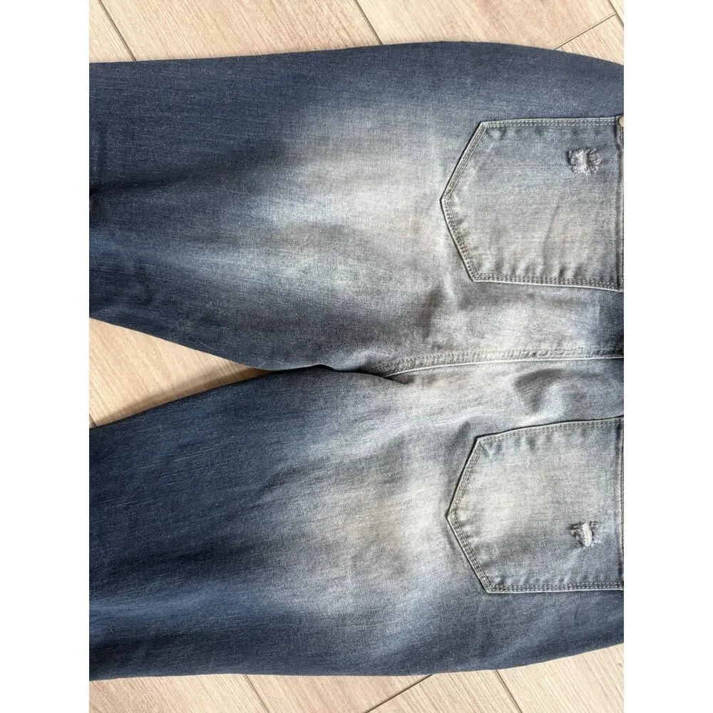 Flamingals Distressed Flare Jeans Women Ripped Bell Bottom Frayed Raw Hem NWT XL